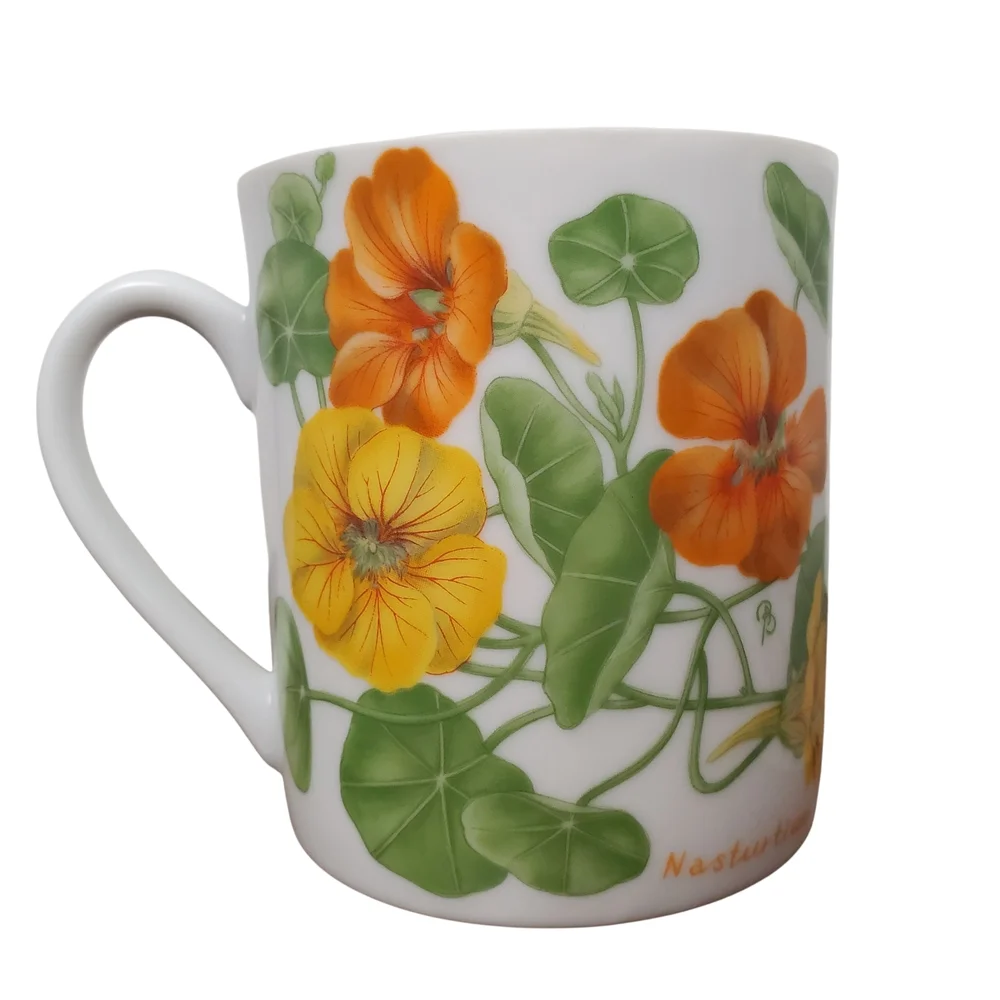 2 Vntg Lillian Vernon Botanical Garden Mugs - Nasturtium & Clematis. Circa 1984 - Picture 3 of 9